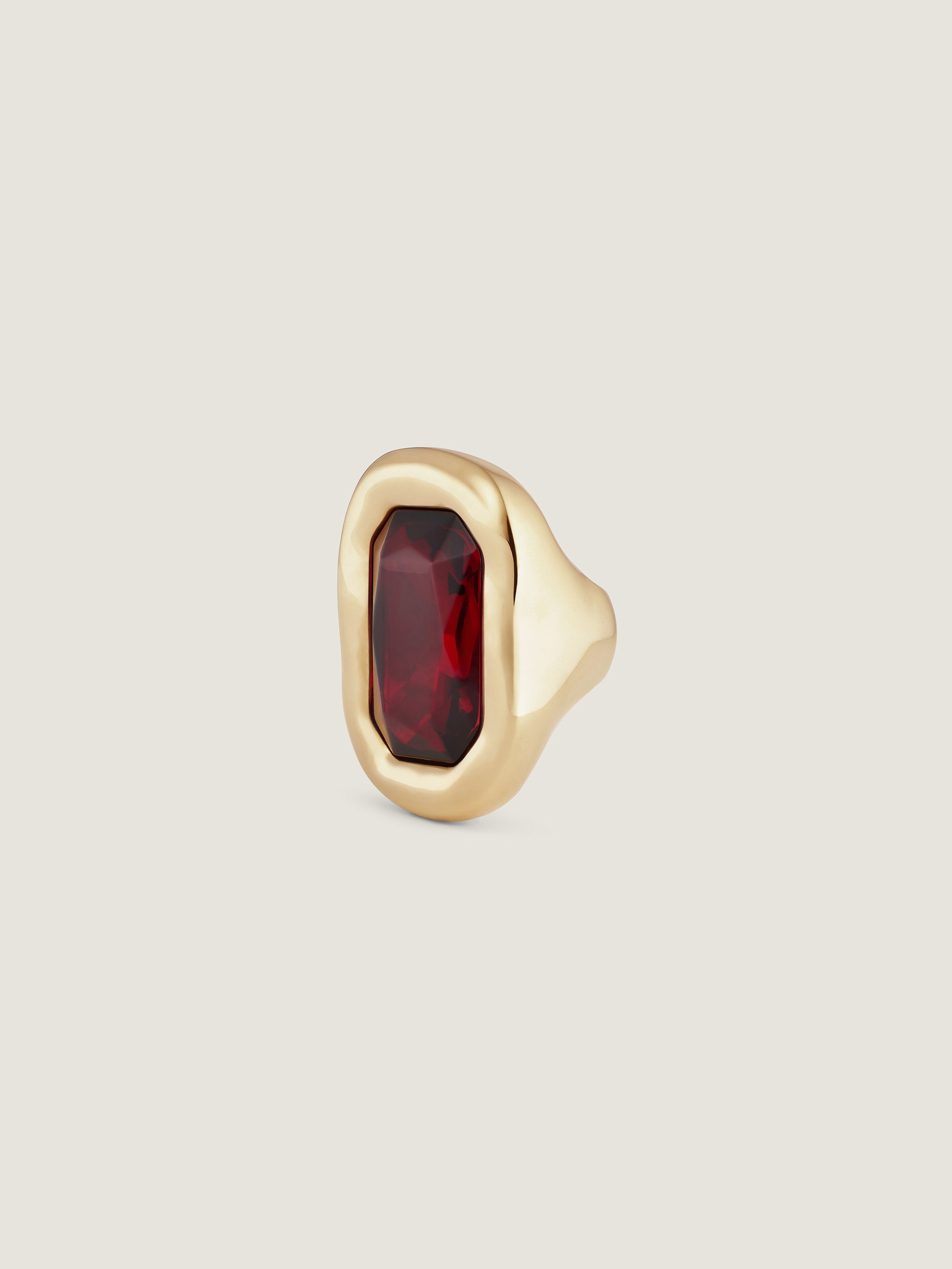 Sculptural Crystal ring in metal and crystal
